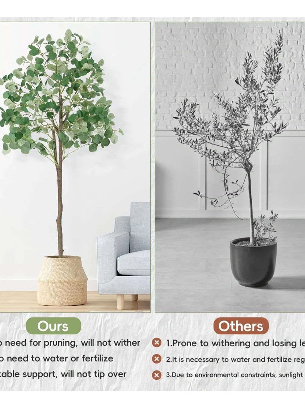 NWT Green Eucalyptus Artificial Tree - Home Accents 6 ft Indoor Decor